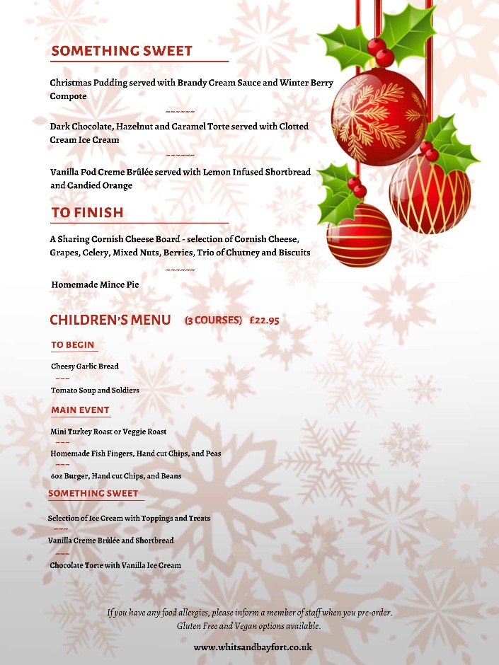 Christmas lunch | xmas lunch | Holiday Parks Cornwall Events | Rame Peninsula Bands | Restaurant Rame Peninsula | Campsites | Touring Parks Cornwall | Ramehead | Whitsand Bay Fort